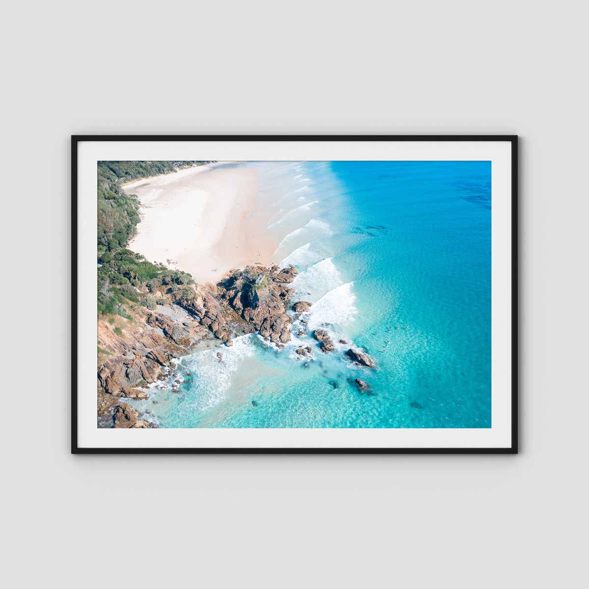 The Pass From Above - Byron Bay - Art Print - Traditional Frame - Black - Landscape