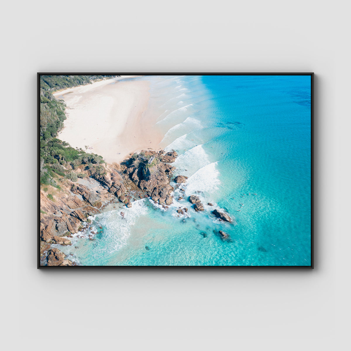 The Pass From Above - Byron Bay - Art Print - Float Frame Canvas - Black - Landscape