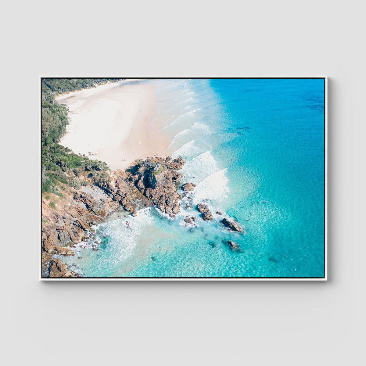 The Pass From Above - Byron Bay - Art Print - Float Frame Canvas - White - Landscape