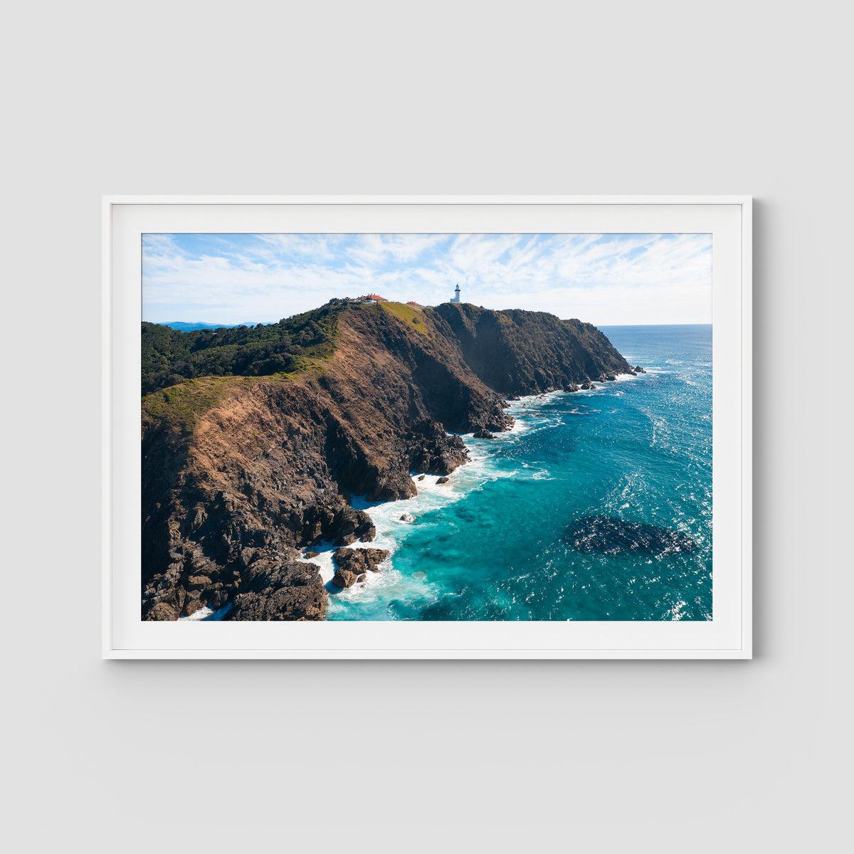 Cape Byron iii - Byron Bay - Art Print - Traditional Frame - White - Landscape