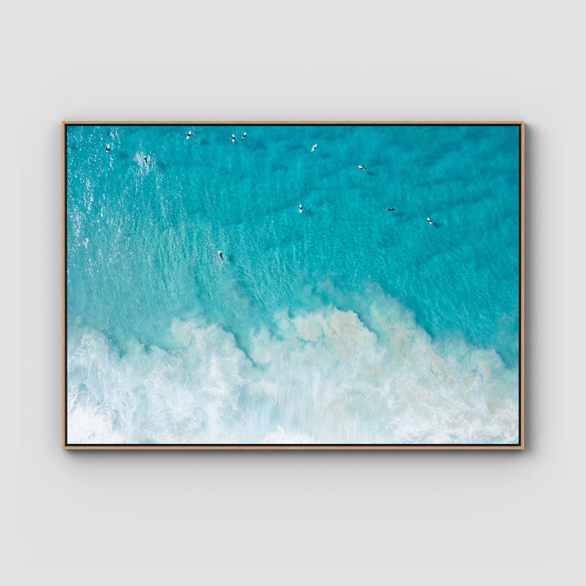 Tallows Blues - Byron Bay - Art Print - Float Frame Canvas - Raw Oak - Landscape