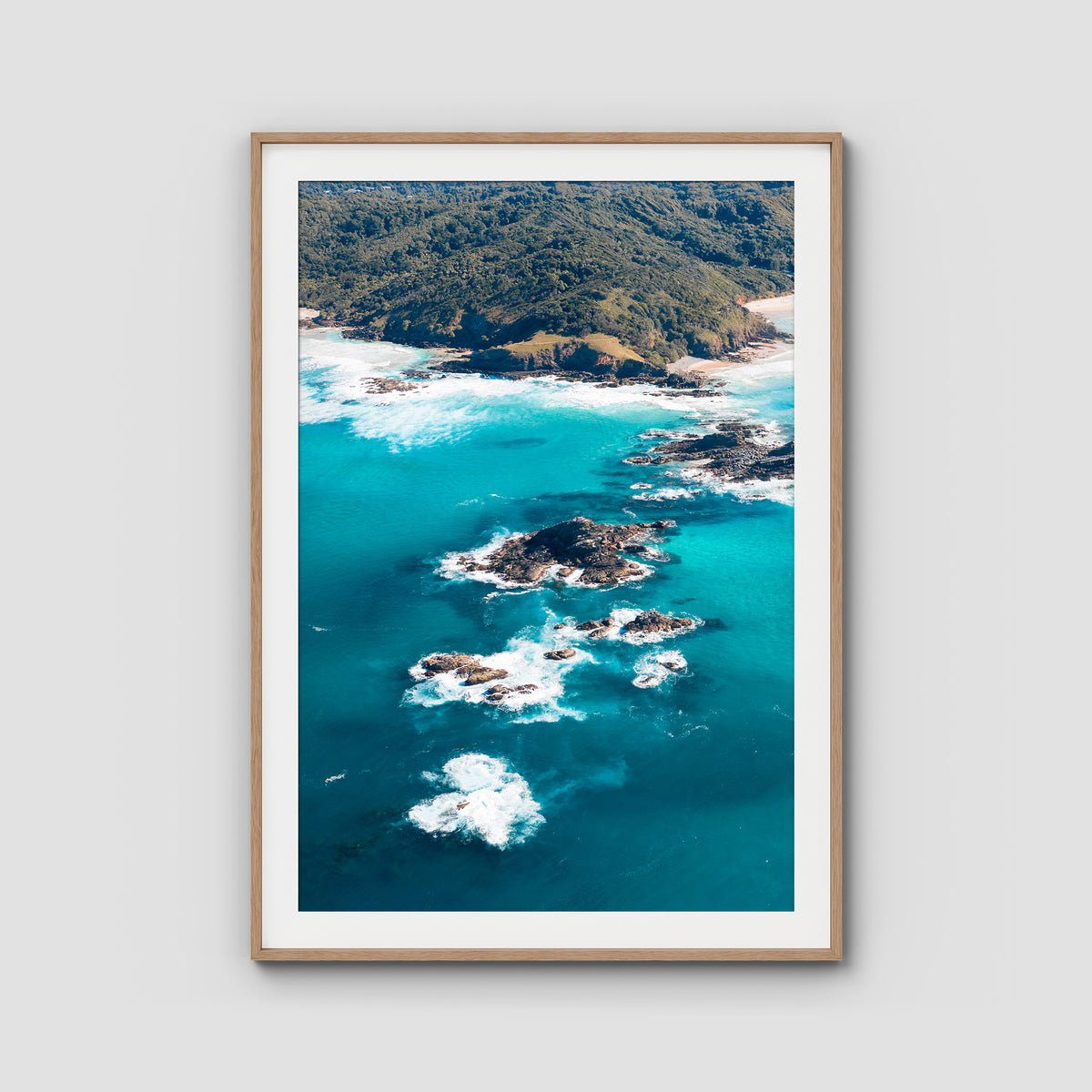 Broken Head Bombies - Byron Bay - Art Print - Traditional Frame - Raw Oak - Portrait