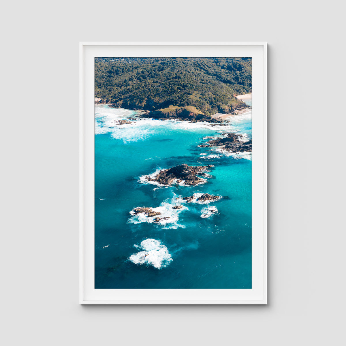 Broken Head Bombies - Byron Bay - Art Print - Traditional Frame - White - Portrait