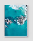 Broken Head Birds Eye - Byron Bay - Art Print - Float Frame Canvas - White - Portrait
