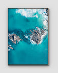 Broken Head Birds Eye - Byron Bay - Art Print - Float Frame Canvas - Raw Oak - Portrait