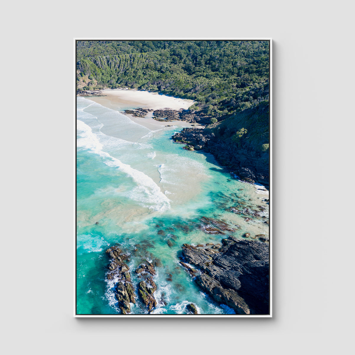 Whites Beach - Byron Bay - Art Print - Float Frame Canvas - White - Portrait