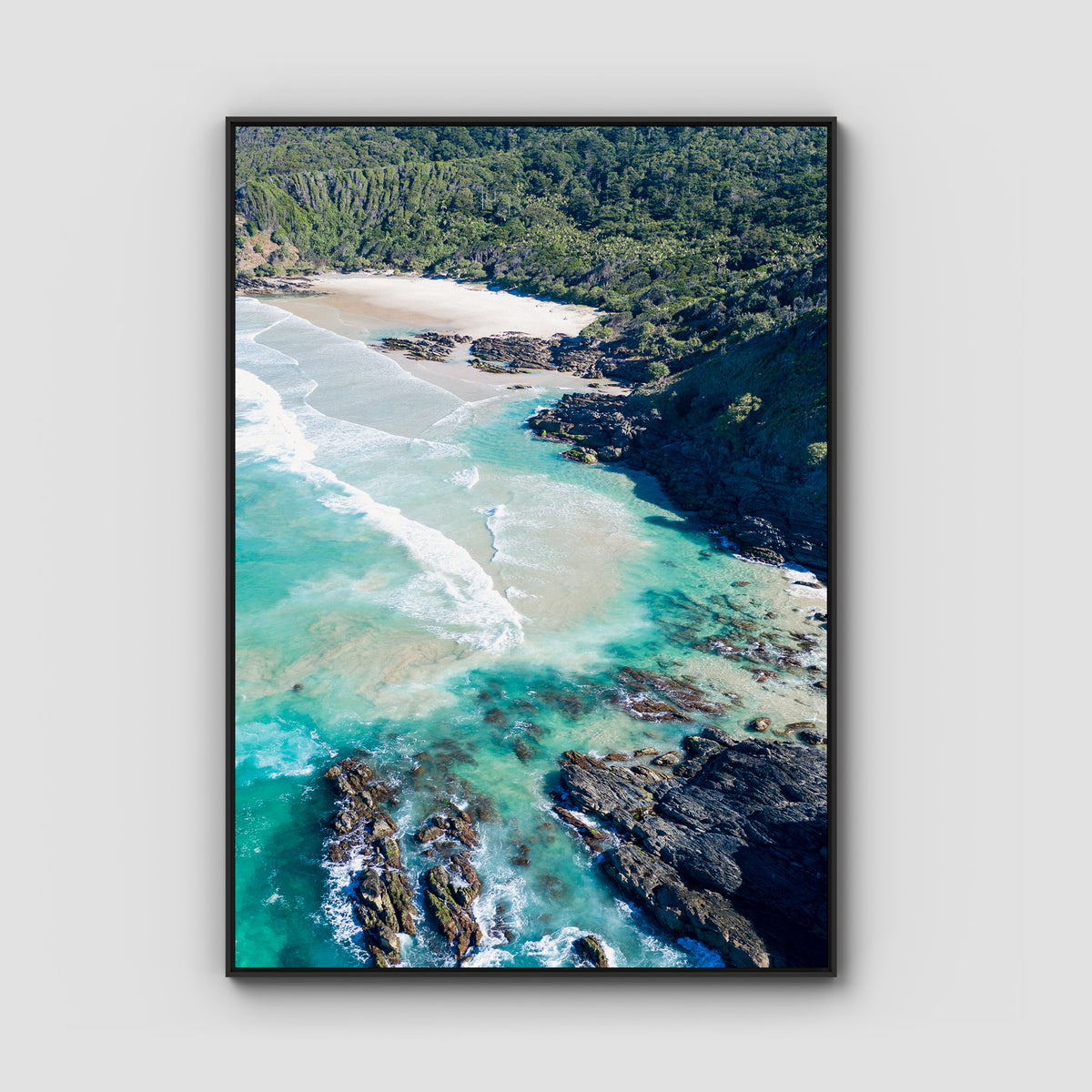 Whites Beach - Byron Bay - Art Print - Float Frame Canvas - Black - Portrait