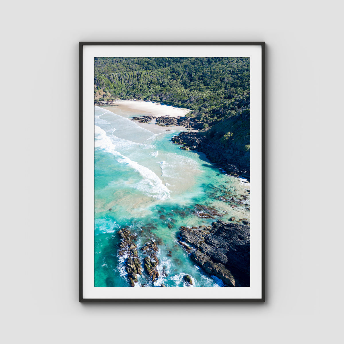 Whites Beach - Byron Bay - Art Print - Traditional Frame - Black - Portrait