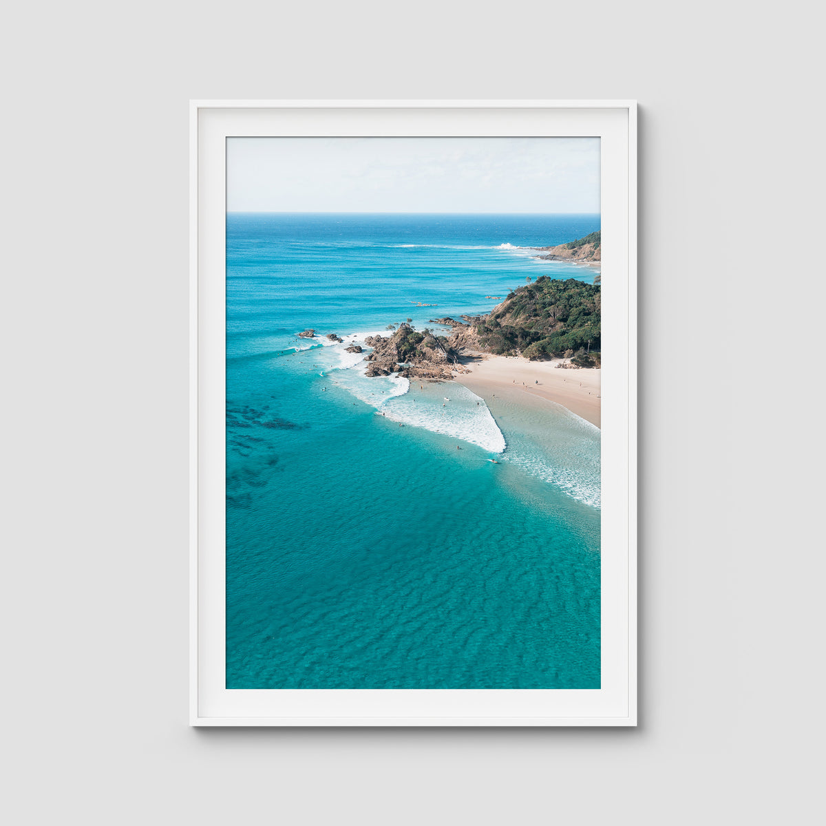 The Pass iiii - Byron Bay - Art Print - Traditional Frame - White - Portrait