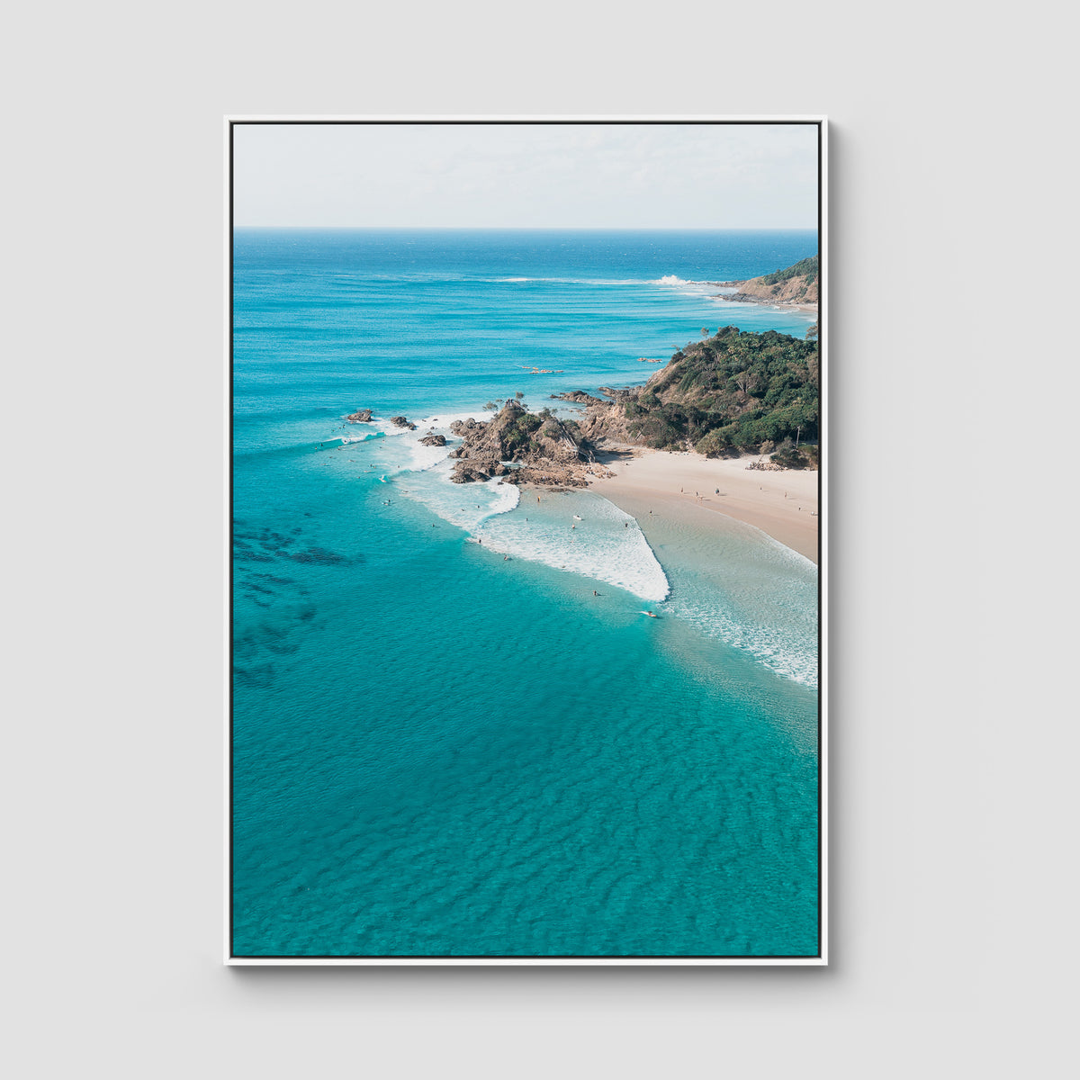 The Pass iiii - Byron Bay - Art Print - Float Frame Canvas - White - Portrait