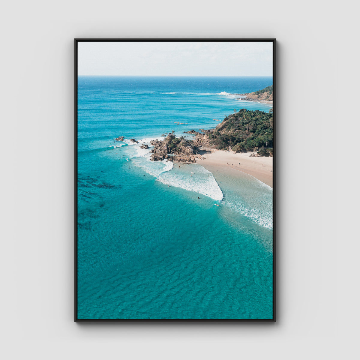 The Pass iiii - Byron Bay - Art Print - Float Frame Canvas - Black - Portrait