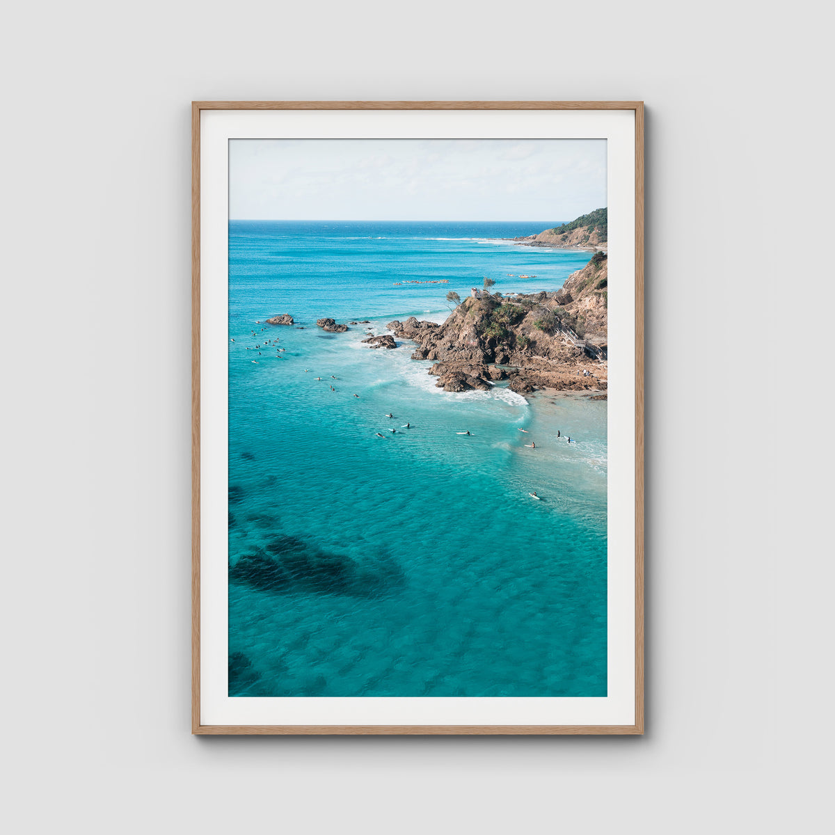 The Pass iii - Byron Bay - Art Print - Traditional Frame - Raw Oak - Portrait
