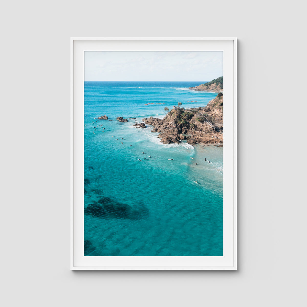 The Pass iii - Byron Bay - Art Print - Traditional Frame - White - Portrait