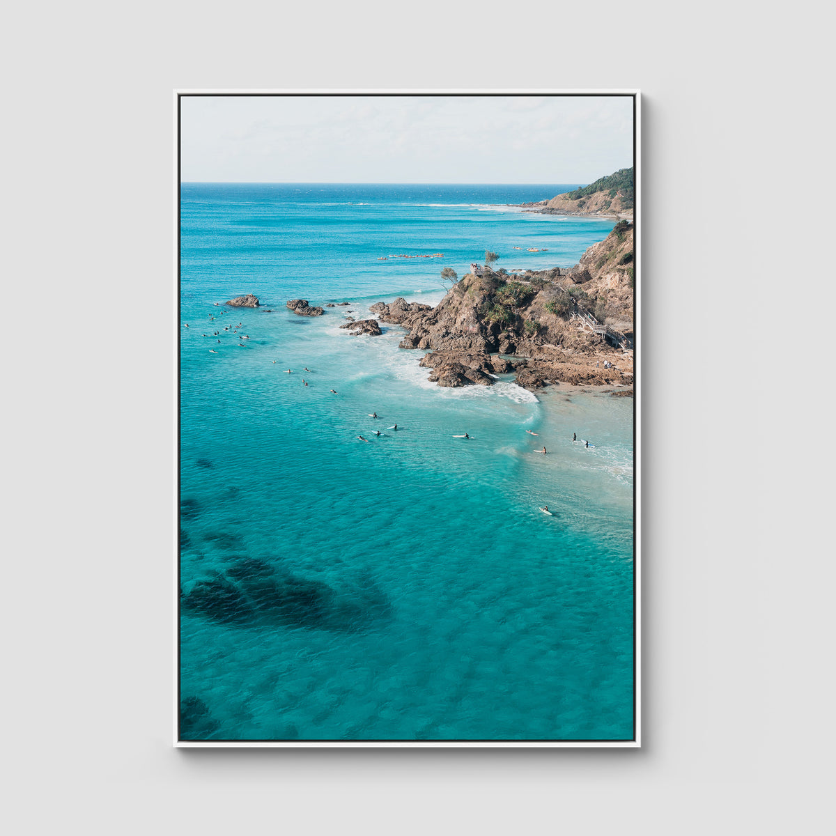 The Pass iii - Byron Bay - Art Print - Float Frame Canvas - White - Portrait