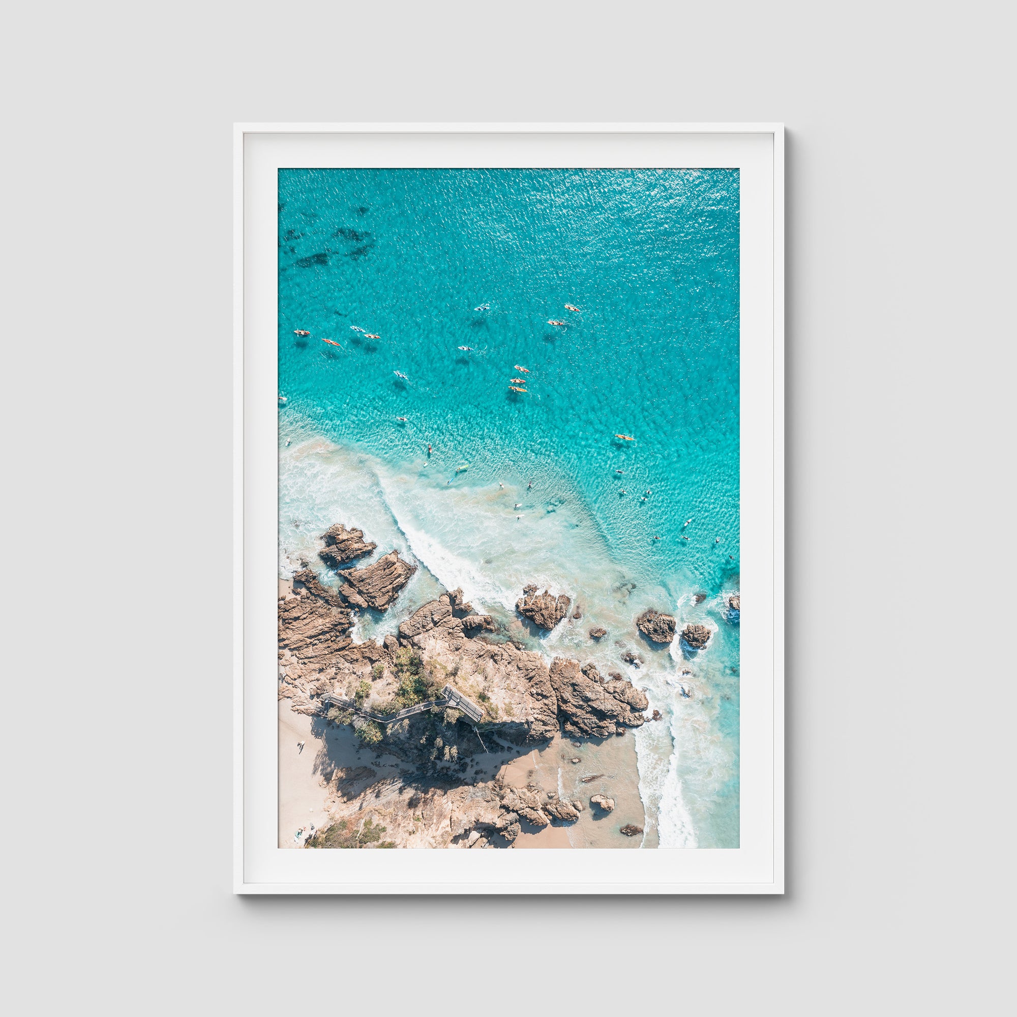 The Pass, Surfers &amp; Kayaks - Byron Bay - Art Print Tidaltones