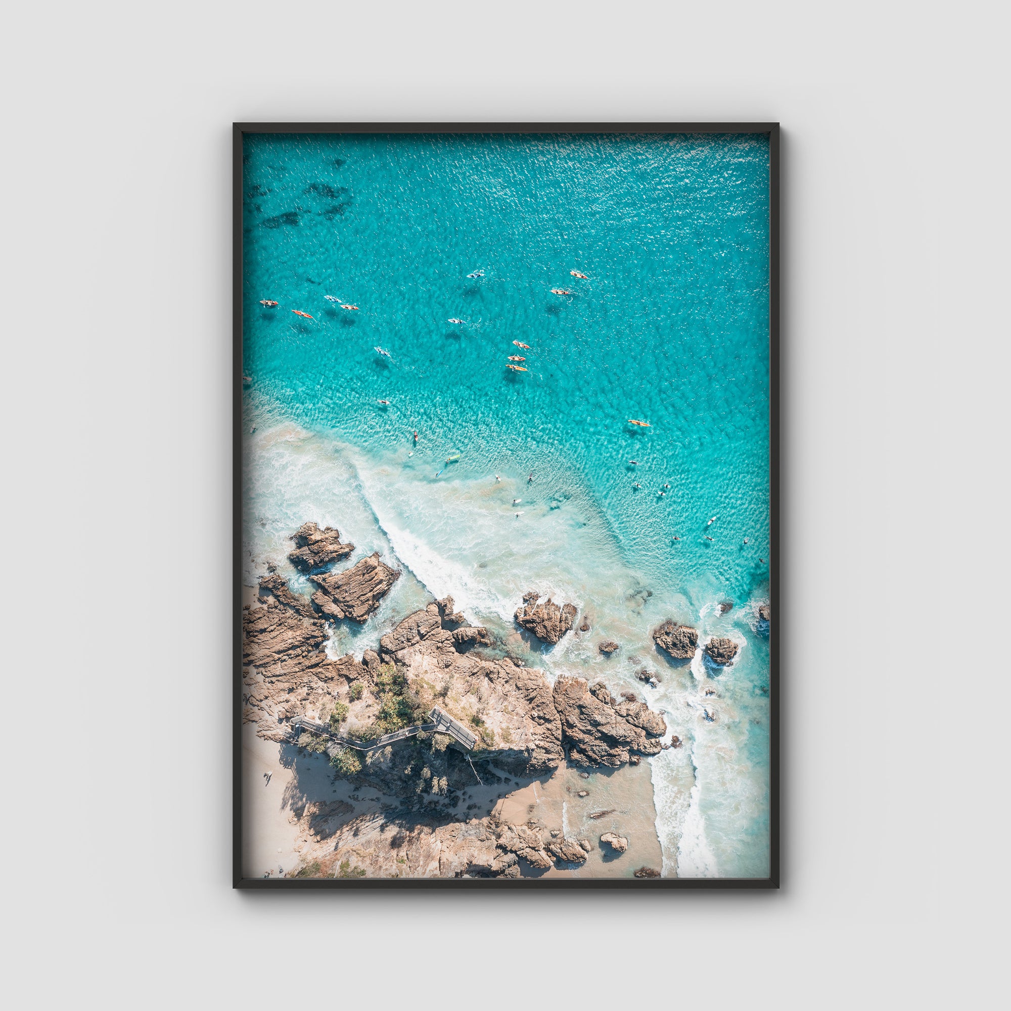 The Pass, Surfers &amp; Kayaks - Byron Bay - Art Print Tidaltones
