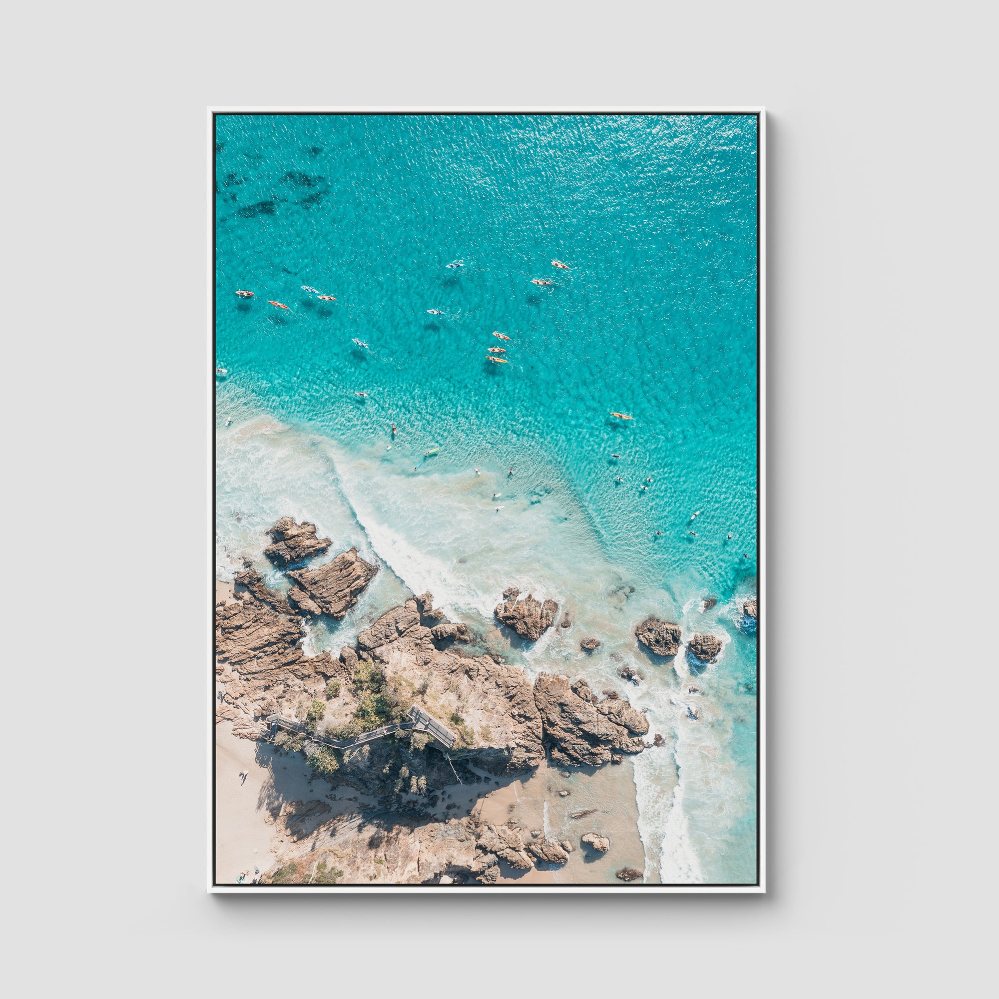 The Pass, Surfers &amp; Kayaks - Byron Bay - Art Print Tidaltones