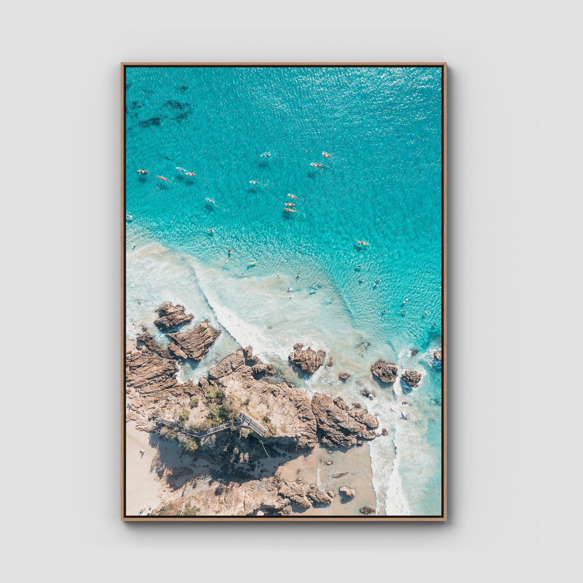 The Pass, Surfers &amp; Kayaks - Byron Bay - Art Print Tidaltones