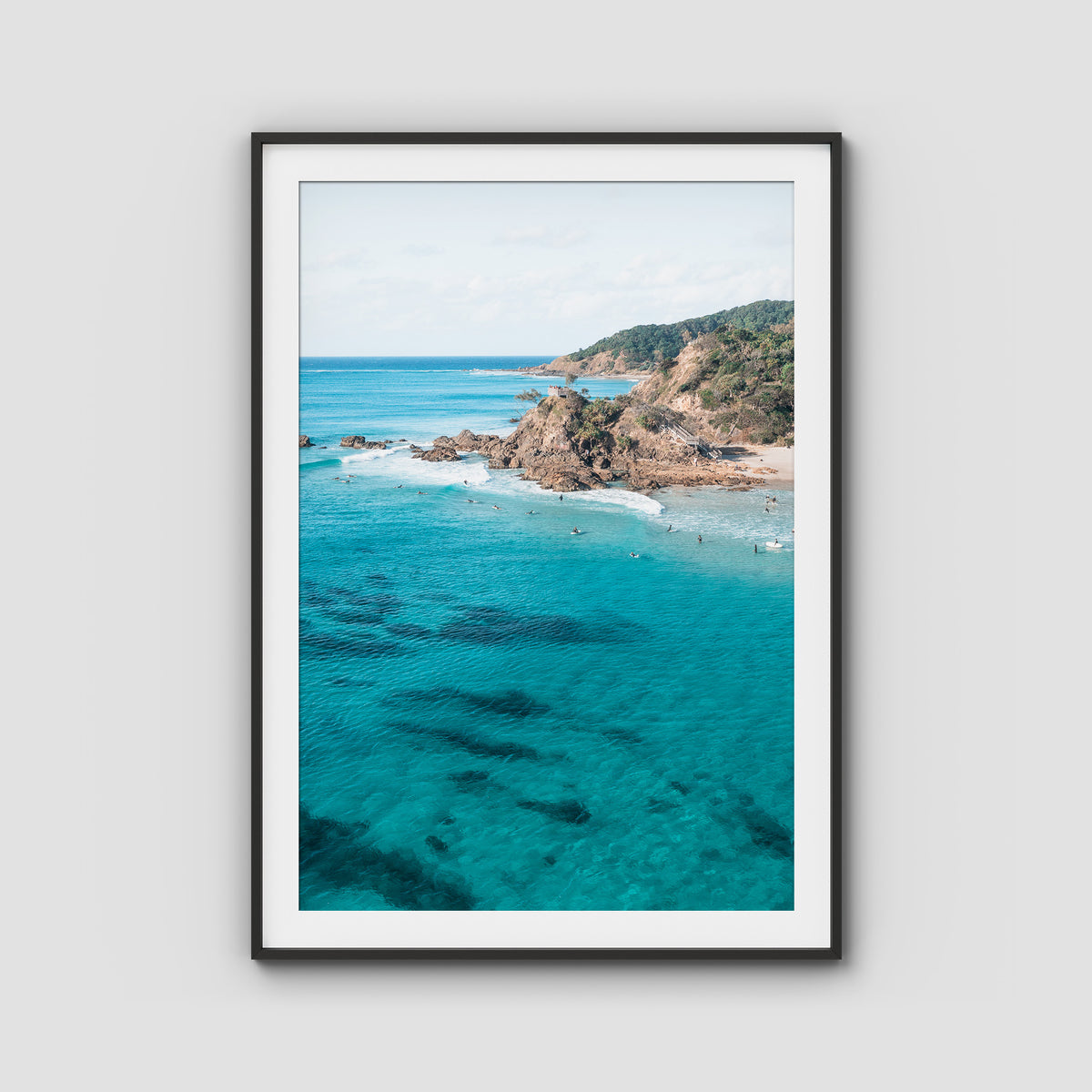 The Pass Surfer's Perspective - Byron Bay - Art Print - Traditional Frame - Black - Portrait