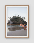 The Pass Early Morning - Byron Bay - Art Print - Traditional Frame - Raw Oak - Portrait