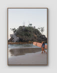 The Pass Early Morning - Byron Bay - Art Print - Float Frame Canvas - Raw Oak - Portrait