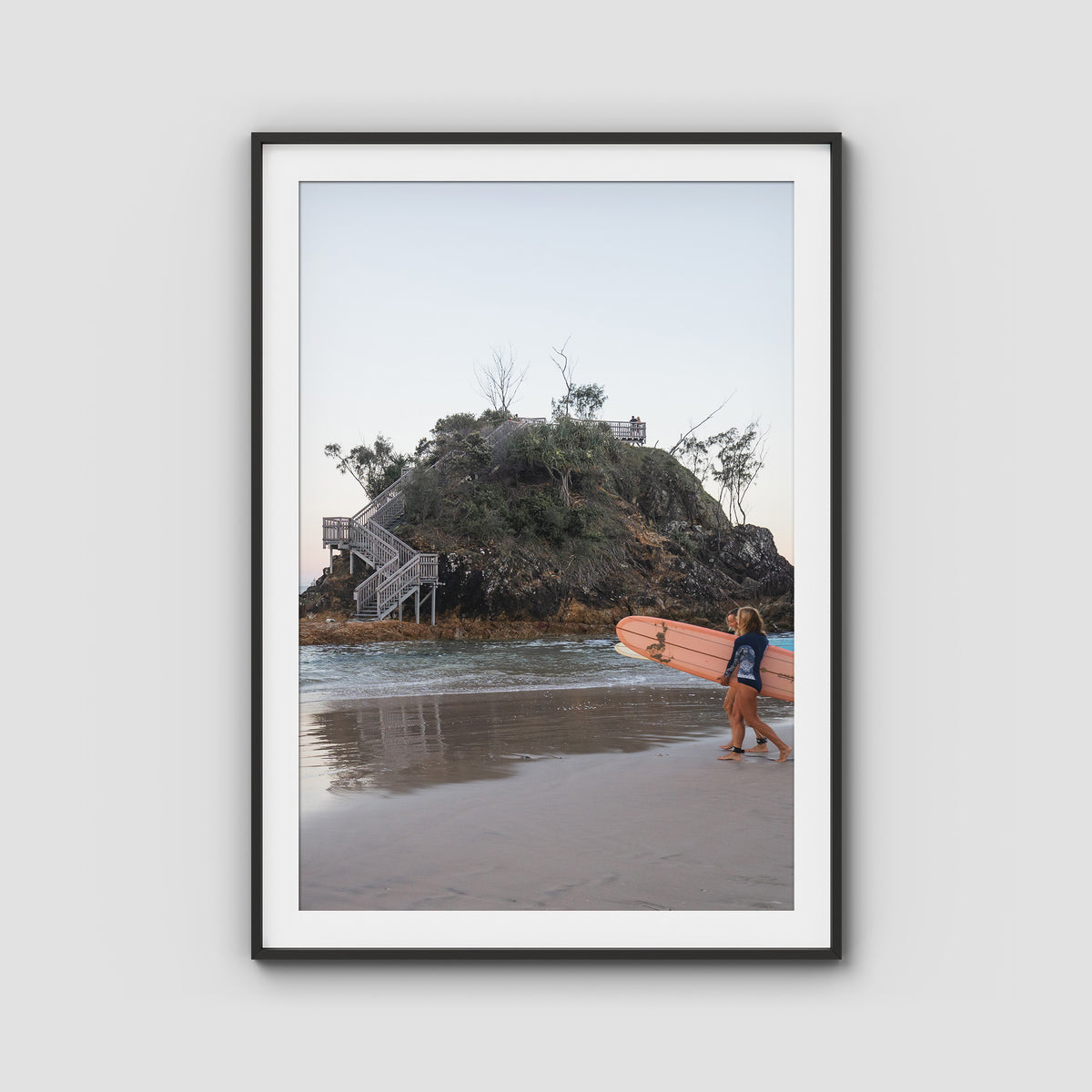 The Pass Early Morning - Byron Bay - Art Print - Traditional Frame - Black - Portrait