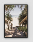 Wategos Stairs - Byron Bay - Art Print - Float Frame Canvas - Black - Portrait