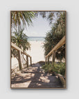 Wategos Stairs - Byron Bay - Art Print - Float Frame Canvas - Raw Oak - Portrait