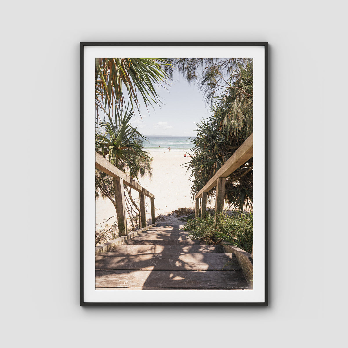 Wategos Stairs - Byron Bay - Art Print - Traditional Frame - Black - Portrait