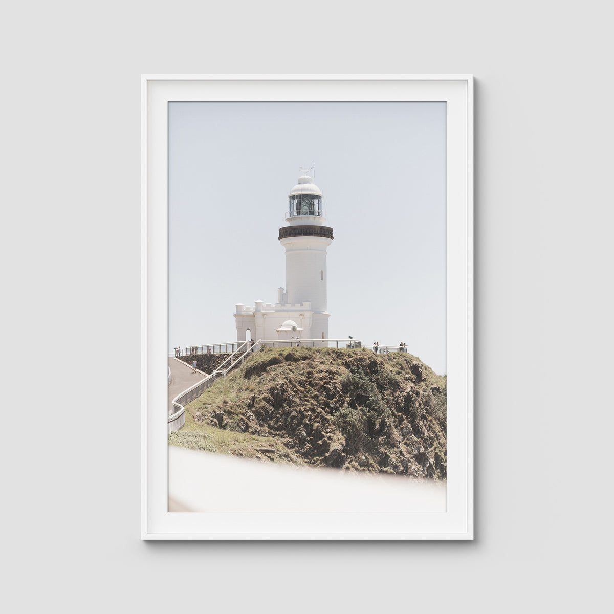 Byron Bay Lighthouse - Art Print - Traditional Frame - White - Portrait