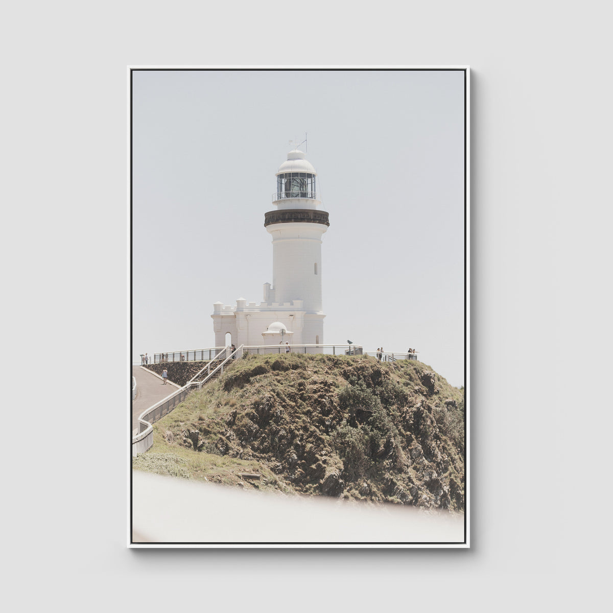Byron Bay Lighthouse - Art Print - Float Frame Canvas - White - Portrait