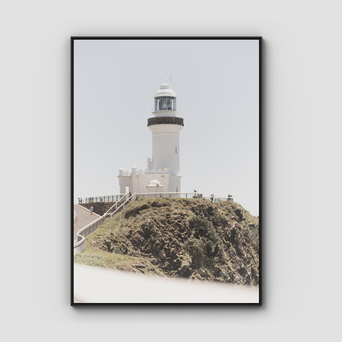 Byron Bay Lighthouse - Art Print - Float Frame Canvas - Black - Portrait