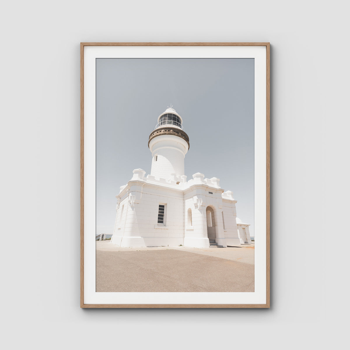 Byron Bay Lighthouse ii - Art Print - Traditional Frame - Raw Oak - Portrait