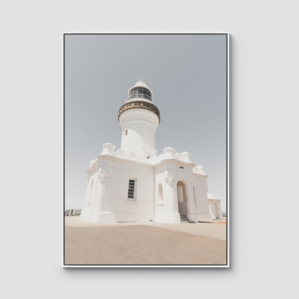 Byron Bay Lighthouse ii - Art Print - Float Frame Canvas - White - Portrait