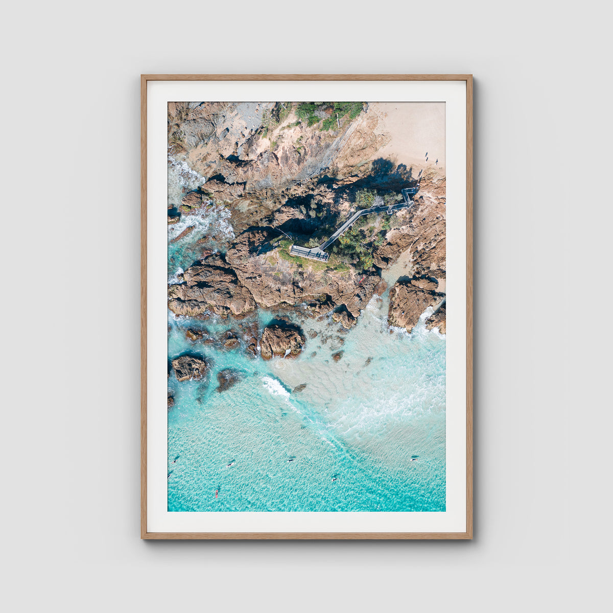 The Pass Lines ii - Byron Bay - Art Print - Traditional Frame - Raw Oak - Portrait