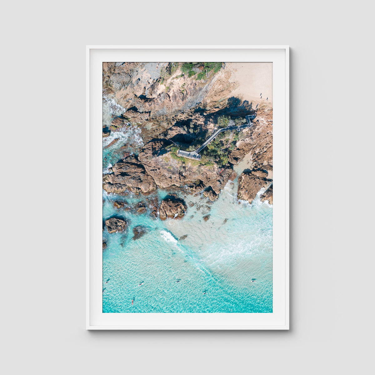 The Pass Lines ii - Byron Bay - Art Print - Traditional Frame - White - Portrait