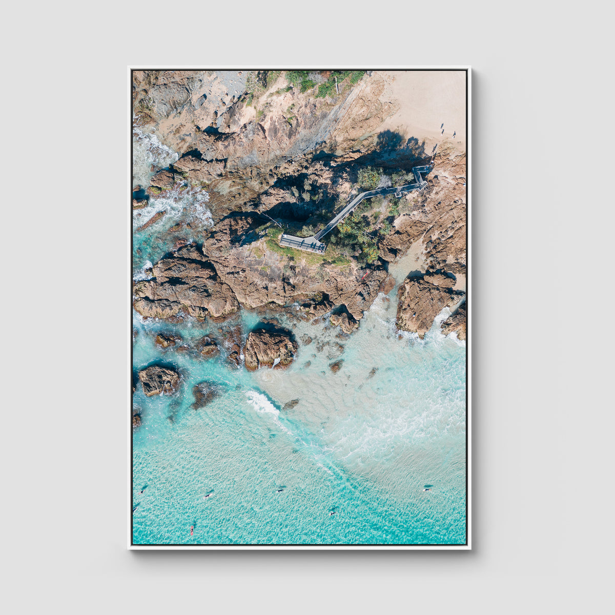 The Pass Lines ii - Byron Bay - Art Print - Float Frame Canvas - White - Portrait