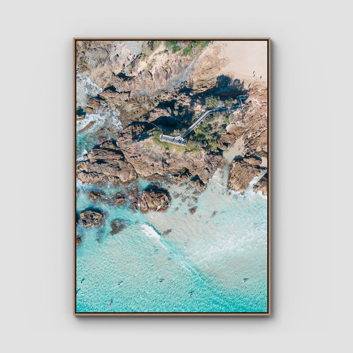 The Pass Lines ii - Byron Bay - Art Print - Float Frame Canvas - Raw Oak - Portrait