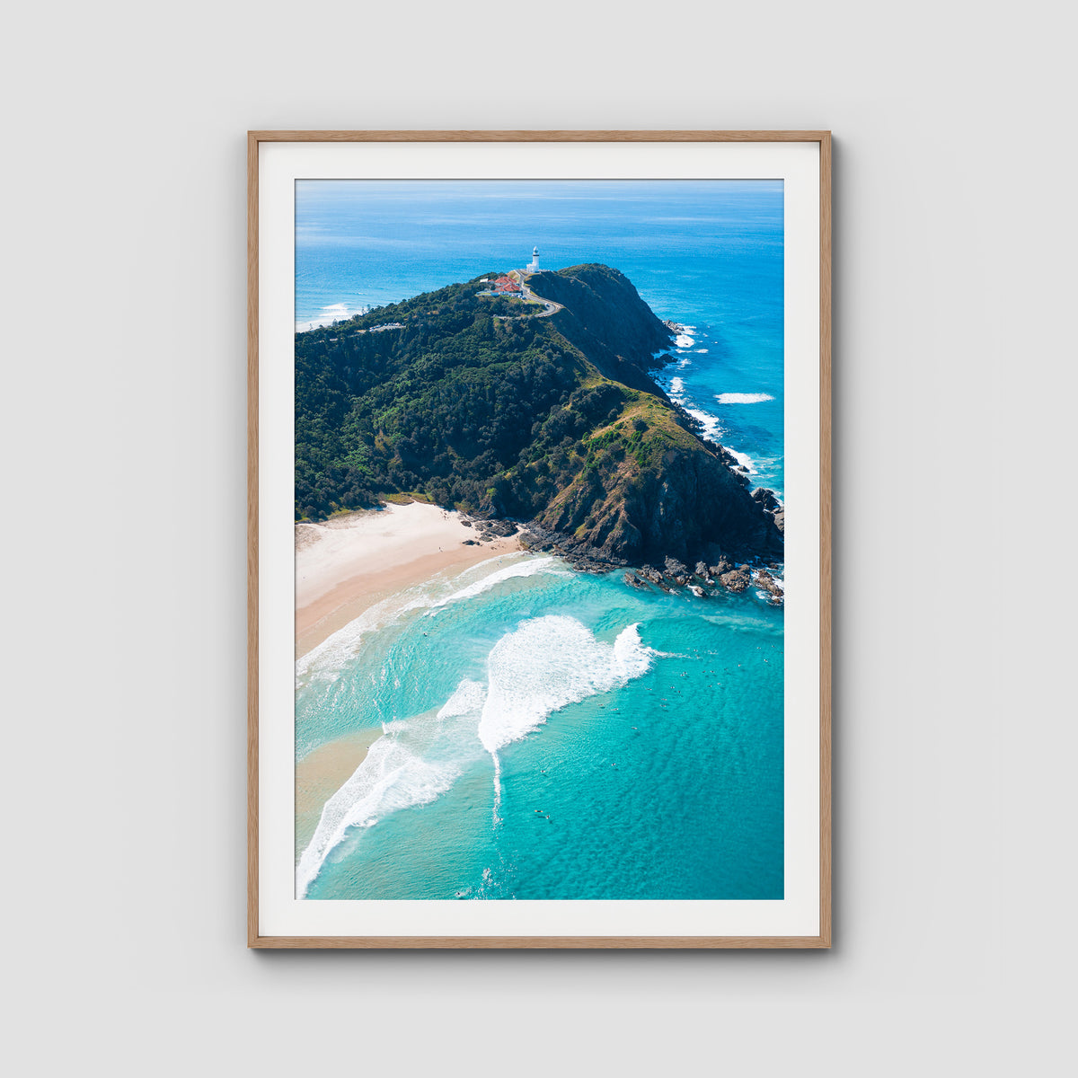 Cape Byron - Byron Bay - Art Print - Traditional Frame - Raw Oak - Portrait