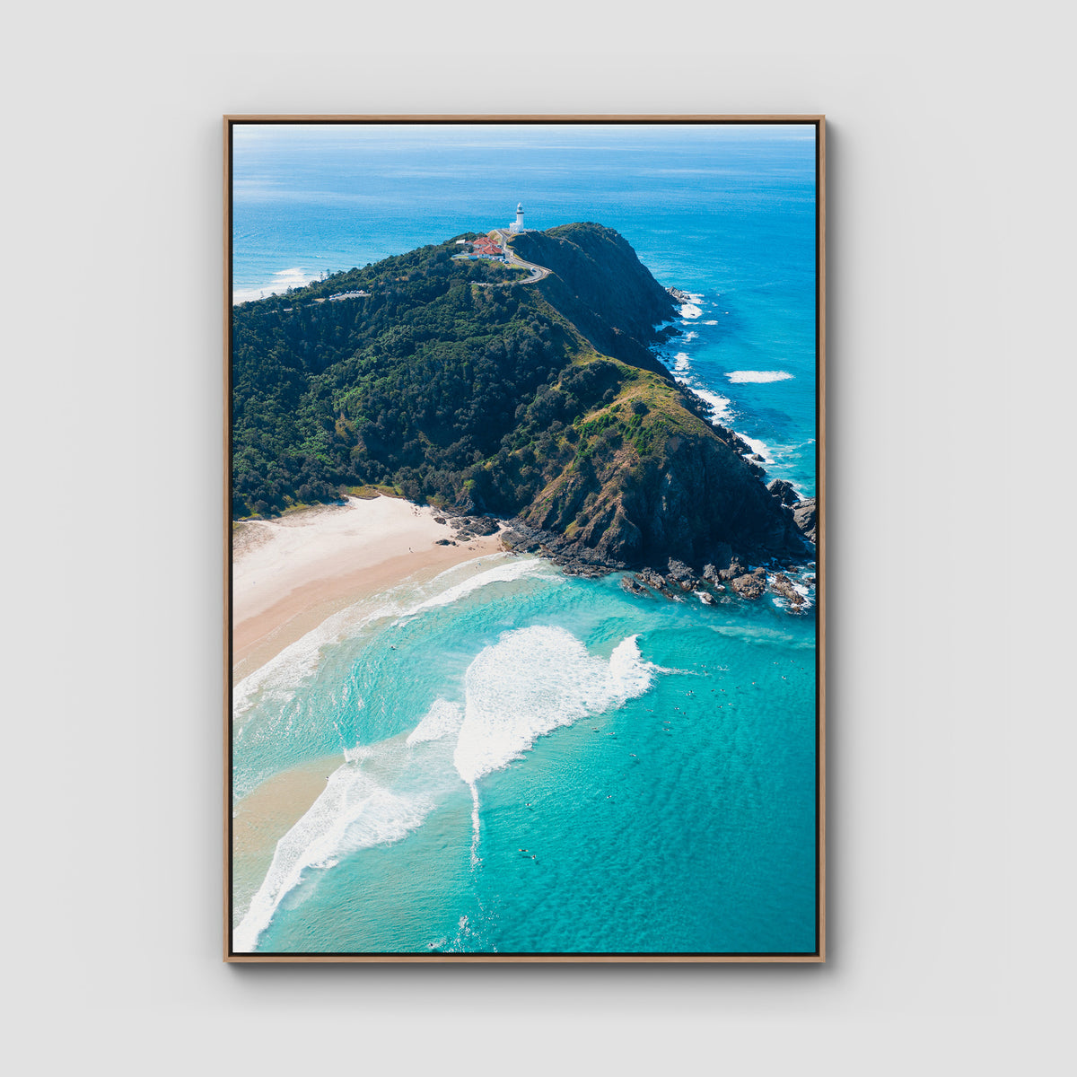 Cape Byron - Byron Bay - Art Print - Float Frame Canvas - Raw Oak - Portrait