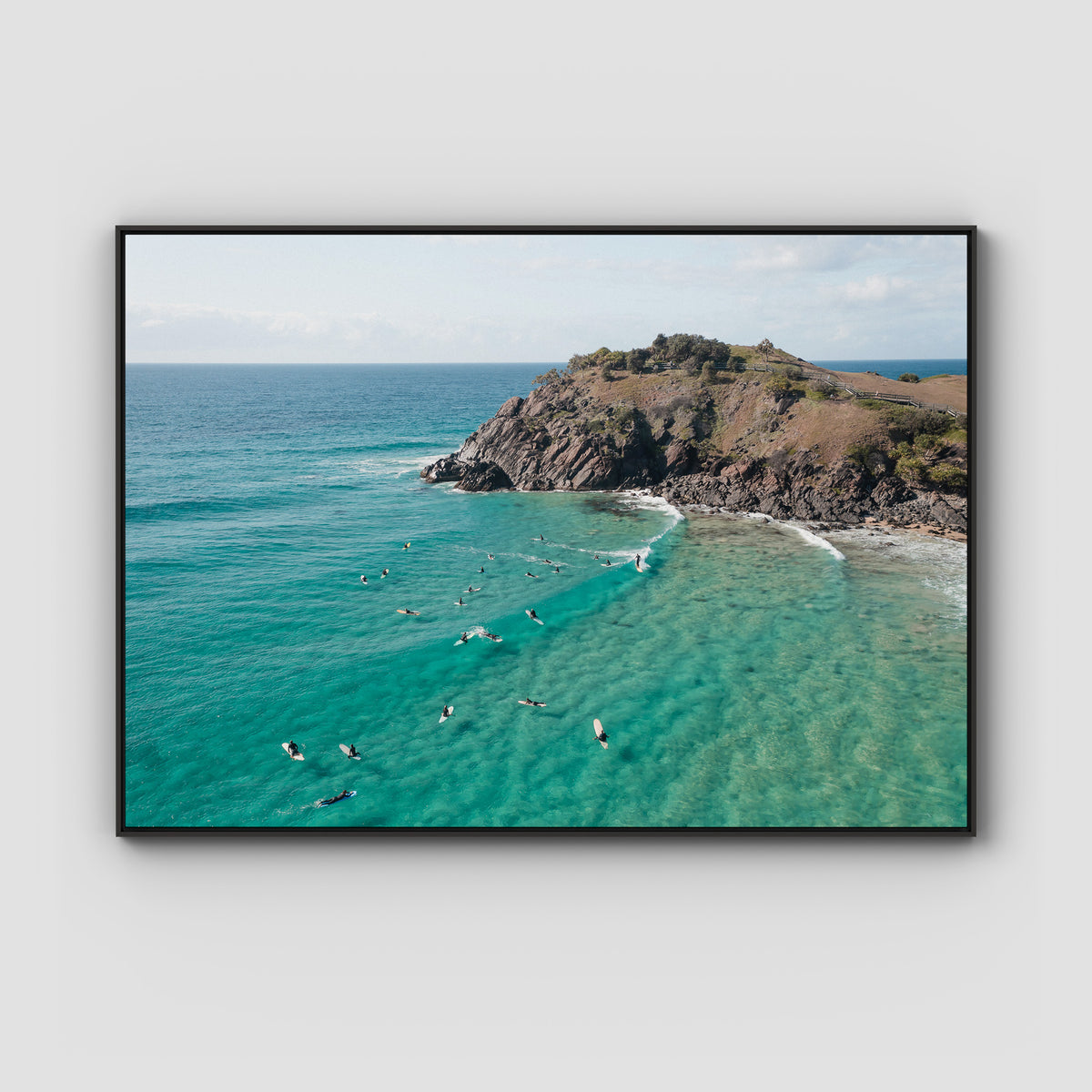 Cabarita Longboarder - Fine Art Print - Float Frame Canvas - Black - Landscape
