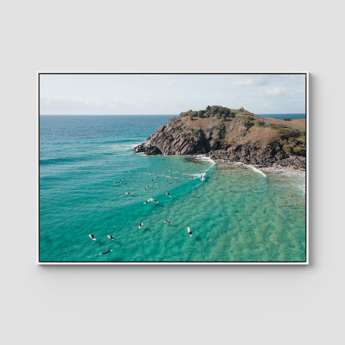 Cabarita Longboarder - Fine Art Print - Float Frame Canvas - White - Landscape