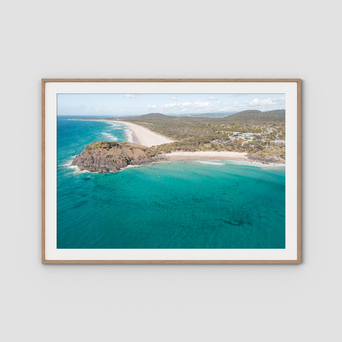 Rolling South - Cabarita - Fine Art Print - Traditional Frame - Raw Oak - Landscape