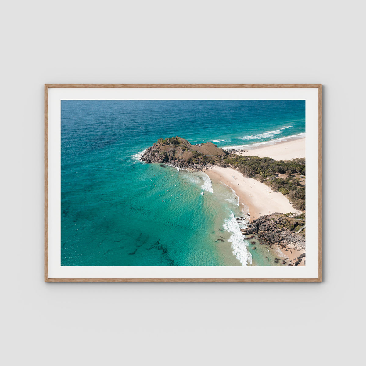 Sea Glass Tides - Cabarita - Fine Art Print - Traditional Frame - Raw Oak - Landscape
