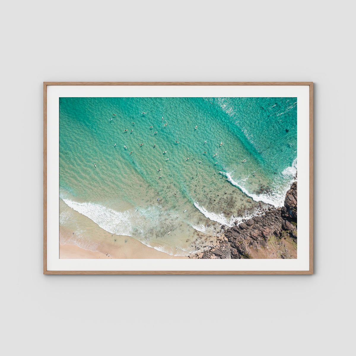 Cabarita Top Down - Fine Art Print - Traditional Frame - Raw Oak - Landscape