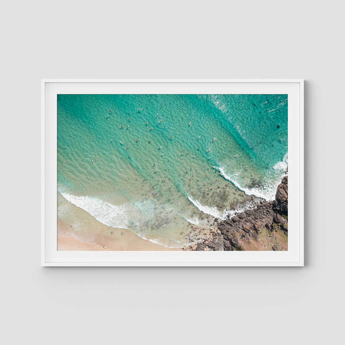 Cabarita Top Down - Fine Art Print - Traditional Frame - White - Landscape