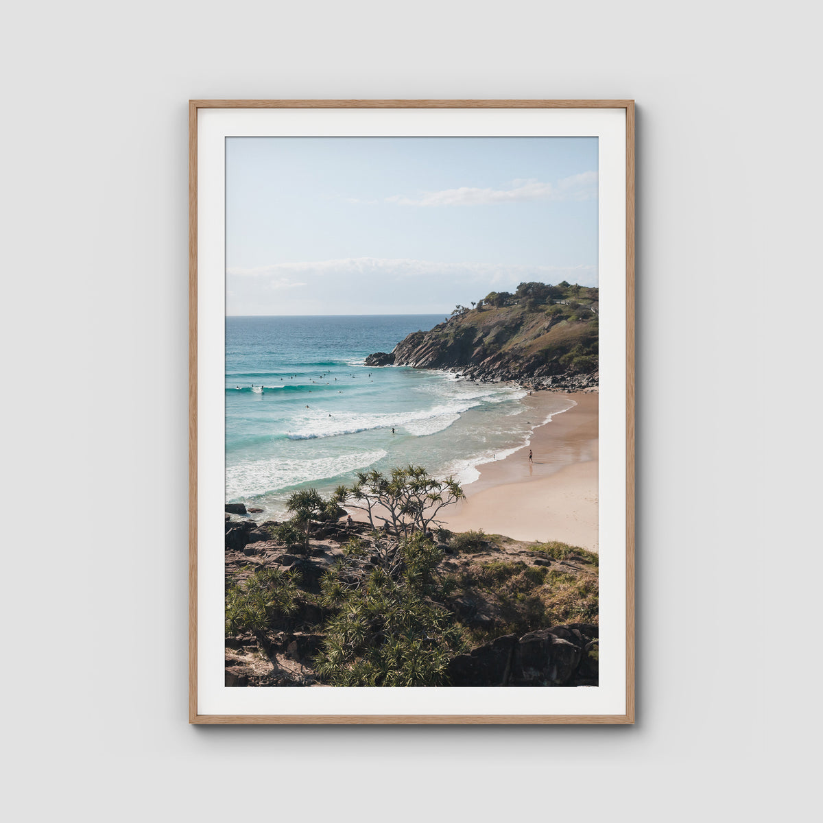 Cabarita Headland Drift - Fine Art Print - Traditional Frame - Raw Oak - Portrait