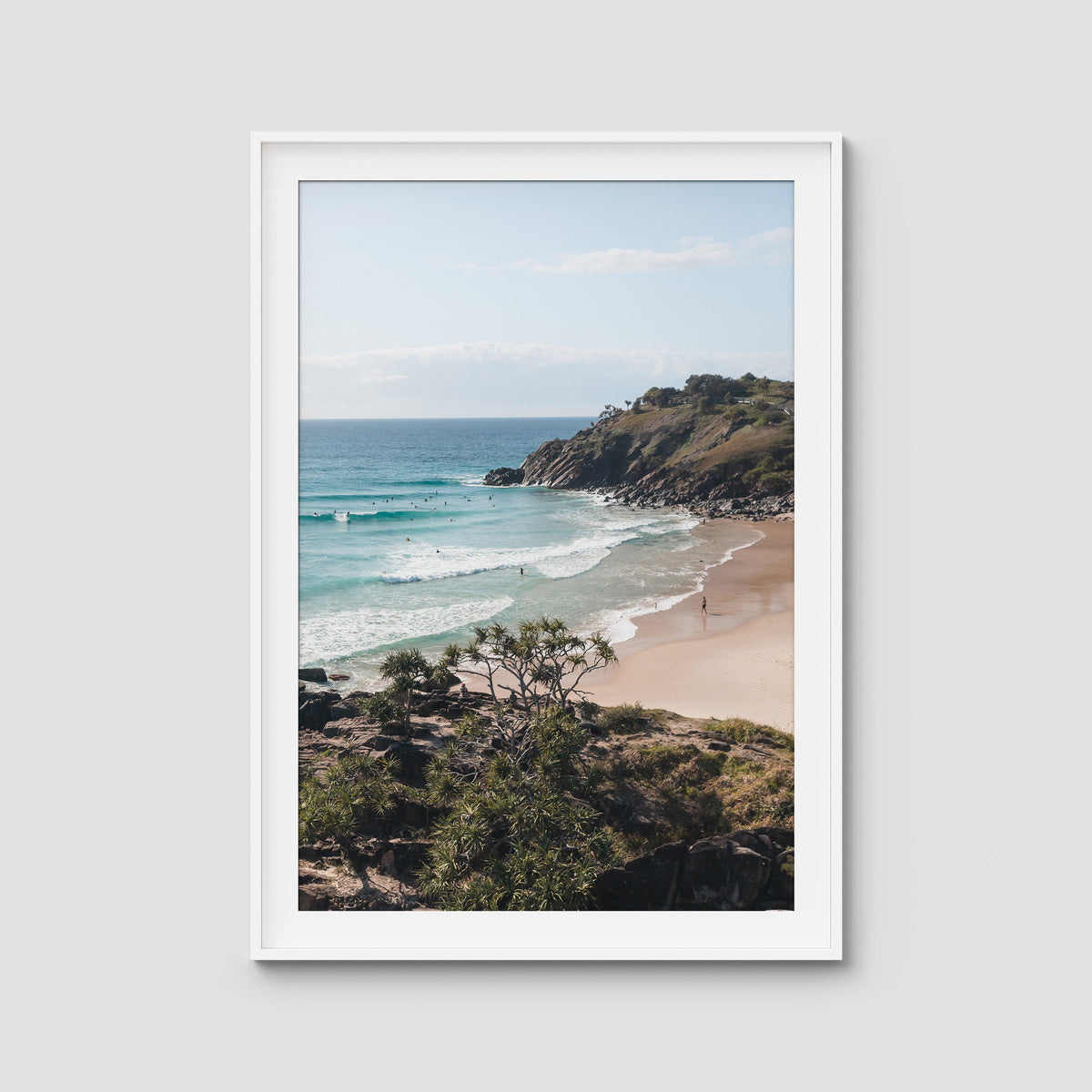 Cabarita Headland Drift - Fine Art Print - Traditional Frame - White - Portrait