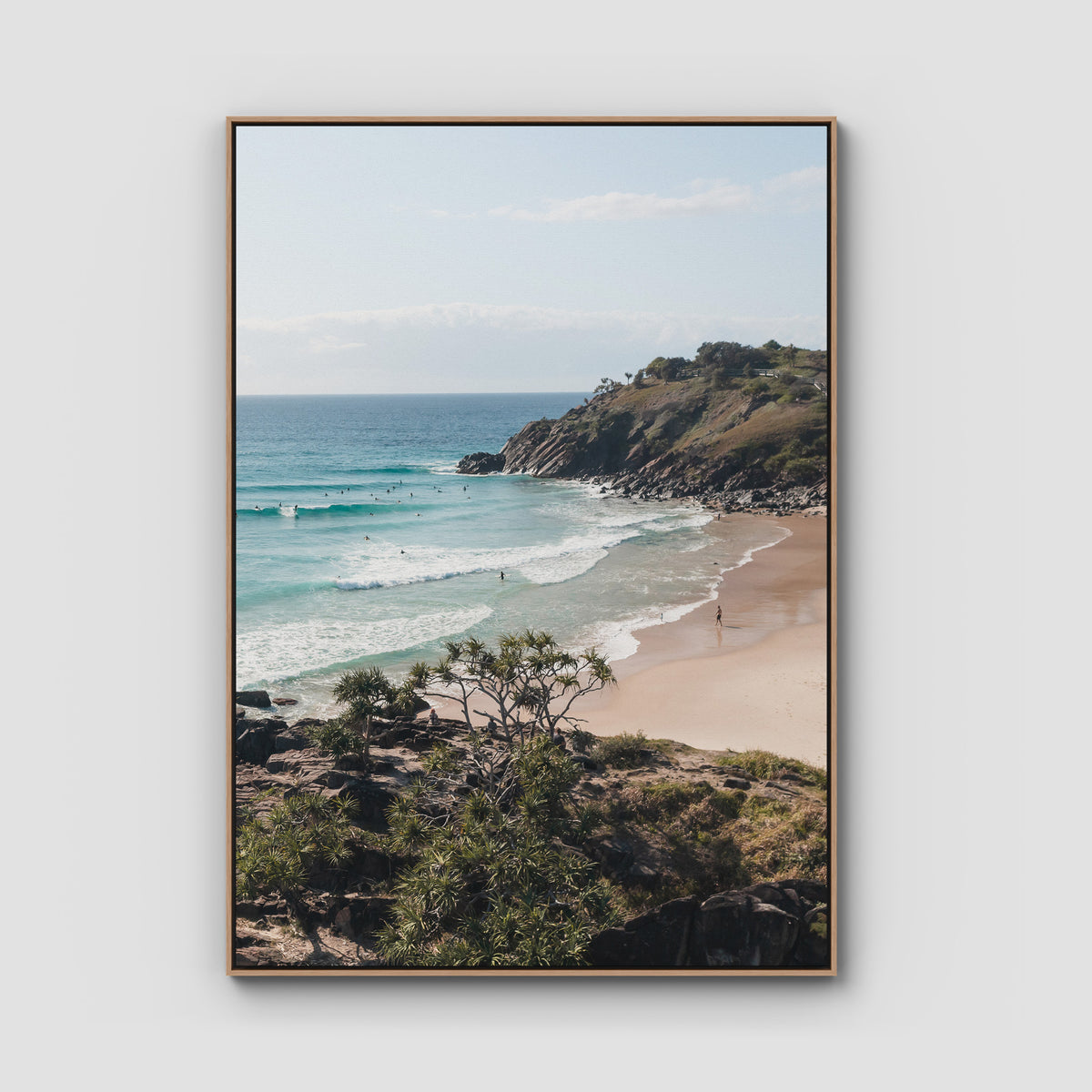 Cabarita Headland Drift - Fine Art Print - Float Frame Canvas - Raw Oak - Portrait