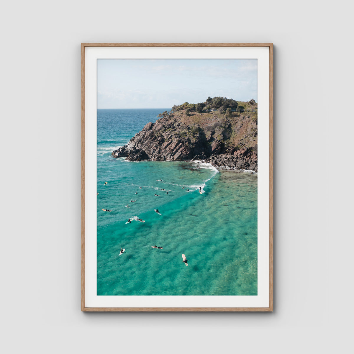 Cabarita Longboarder - Fine Art Print - Traditional Frame - Raw Oak - Portrait